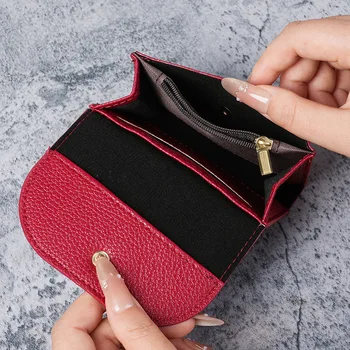Portafogli da donna Borsa da donna in pelle PU Mini Hasp Porta carte multi-carta solida Portafogli corti Portafoglio piccolo sottile con cerniera Hasp