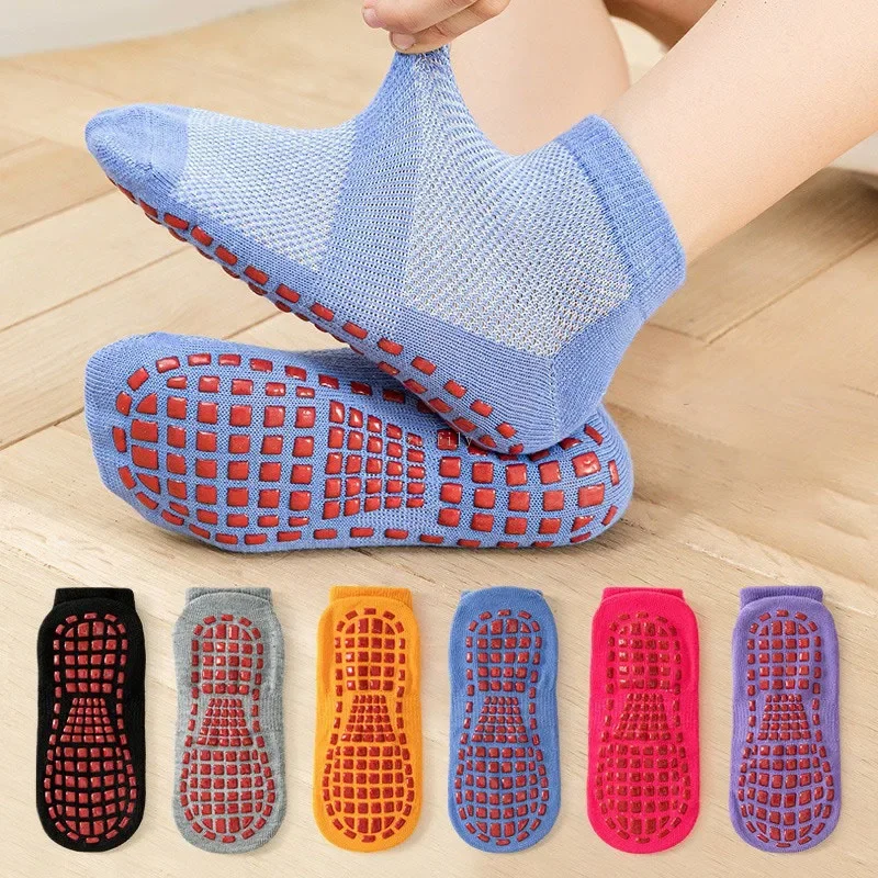 Fashion Solid Children Floor Socks Boys Kids Girls Baby Non Slip Silicone Toddler Socks Breathable Versatile Parent-child Socken