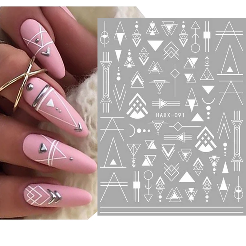 Decalcomanie per Nail Art 3d linee geometriche nere disegni cursori adesivi adesivi per unghie decorazione per Manicure