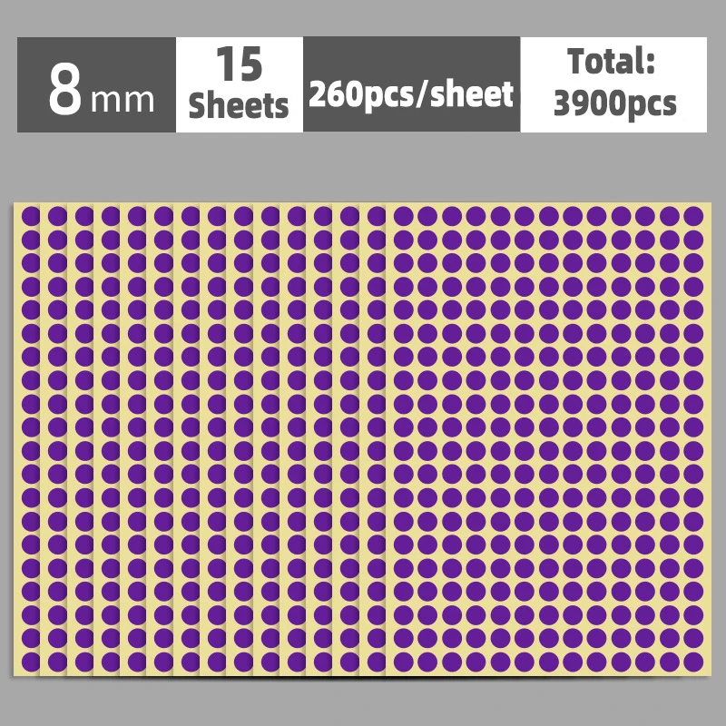 Colorful Multi-Size Self-Adhesive Dot Label Stickers - 15 Sheets for Versatile Organization and Decoration