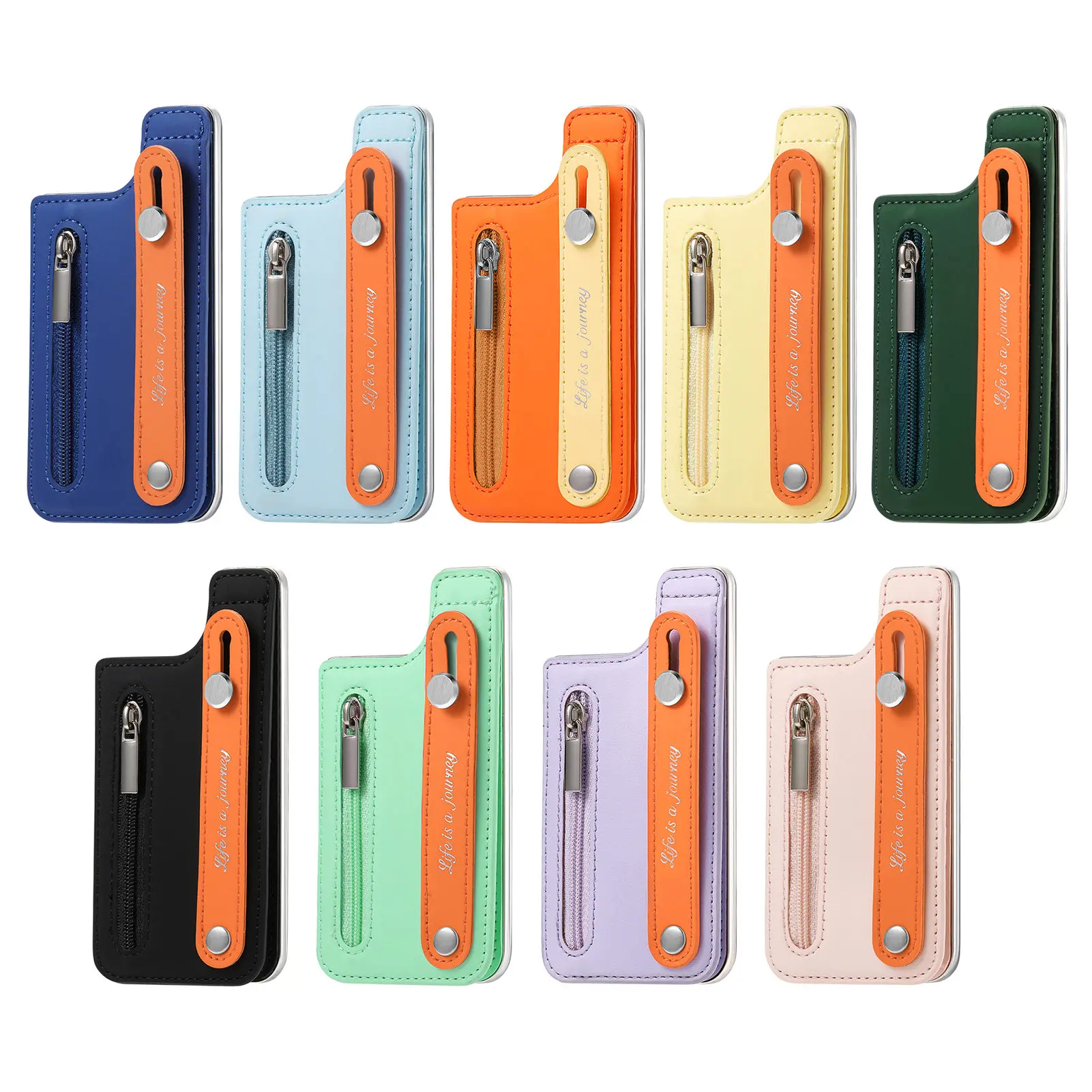 Zipper Card Slot Ultra-Thin Phone Back Wallet Holder