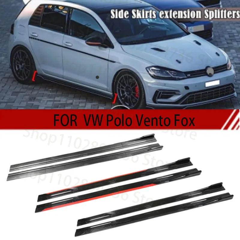 FOR VW Polo Vento Fox 2M Car Side Skirt Extension Plate Lip Separator Bumper 2.18M Racing Side Spoiler