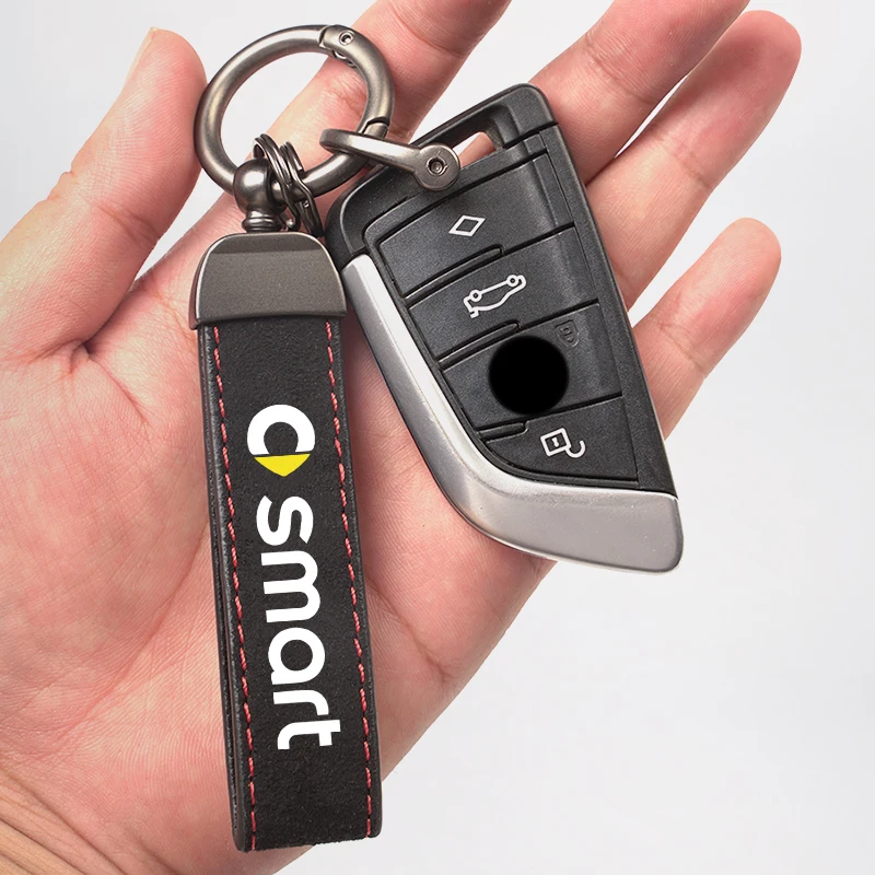 새로운 스타일의 스웨이드 자동차 키체인 키링, 스마트 Fortwo Forfour Forjeremy Forvision 451 453 Brabus ROADSTER용 자동차 액세서리, 1 개
