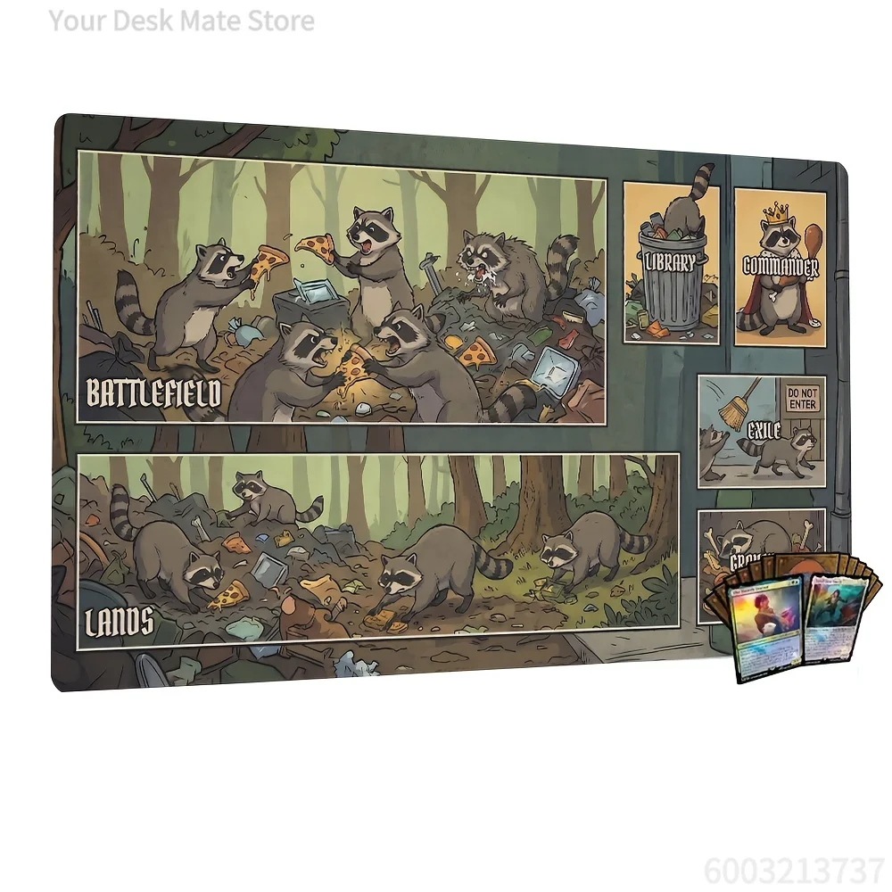 Trash Panda Racoon Playmat Magic Party Game Mat Durable Rubber for TCG Games 35X60cm Mouse Pad Offices Desk Mats Friendly Design - 2