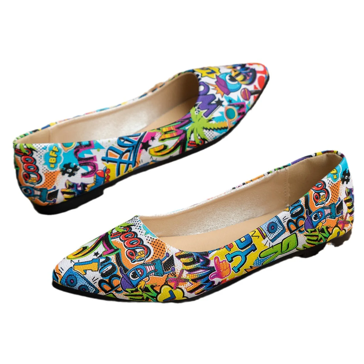 2024 Fashion Slip on Loafers Breathable Summer Ballet Shallow Flats Women Soft Bottom Pointed Toe Boat Shoes Plus Size 43