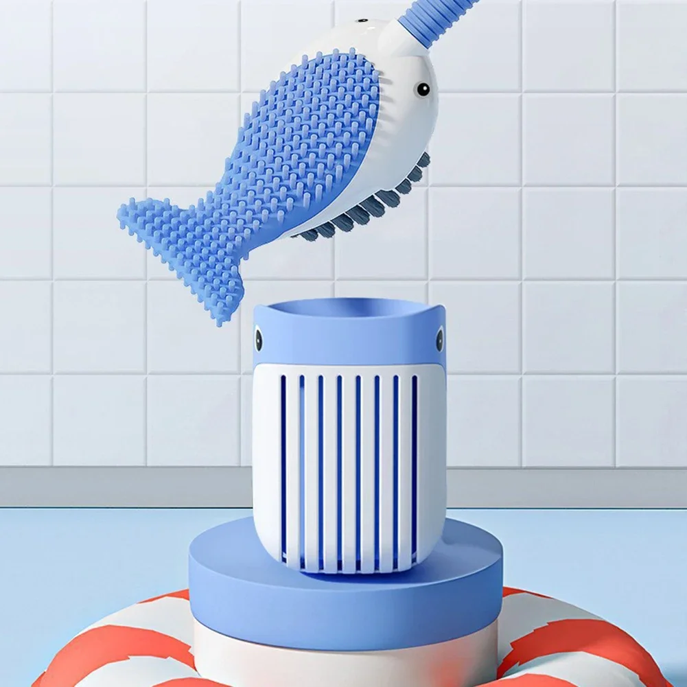 Suction Cup Toilet Brush Refillable Handle Dispenser Cartoon Animal Toilet Brush Long Handle Toilet Brush Bathroom Cleaning Tool