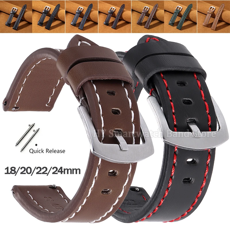 สร้อยข้อมือหนังวัวแท้ ปรับขนาดได้ สำหรับ Smartwatch ทุกรุ่น