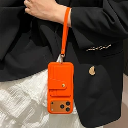 Vintage Leather Shockproof Card Slot Wallet Case - Elegant and Durable Cover - iPhone 15 Plus (Orange1)