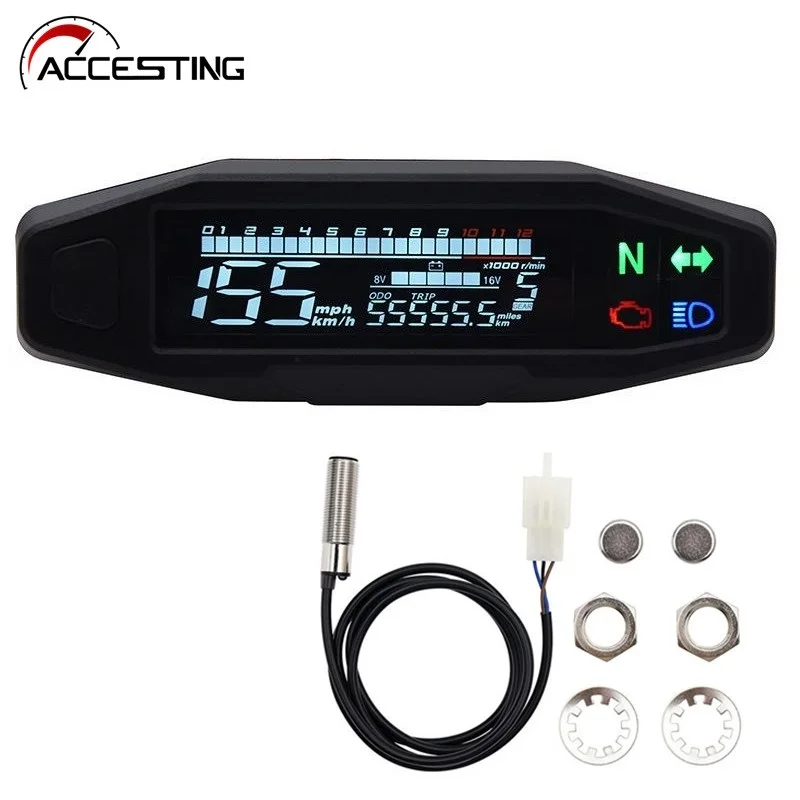 Motorcycle Speedometer Oil Gauge Tachometer Universal Digital Meters