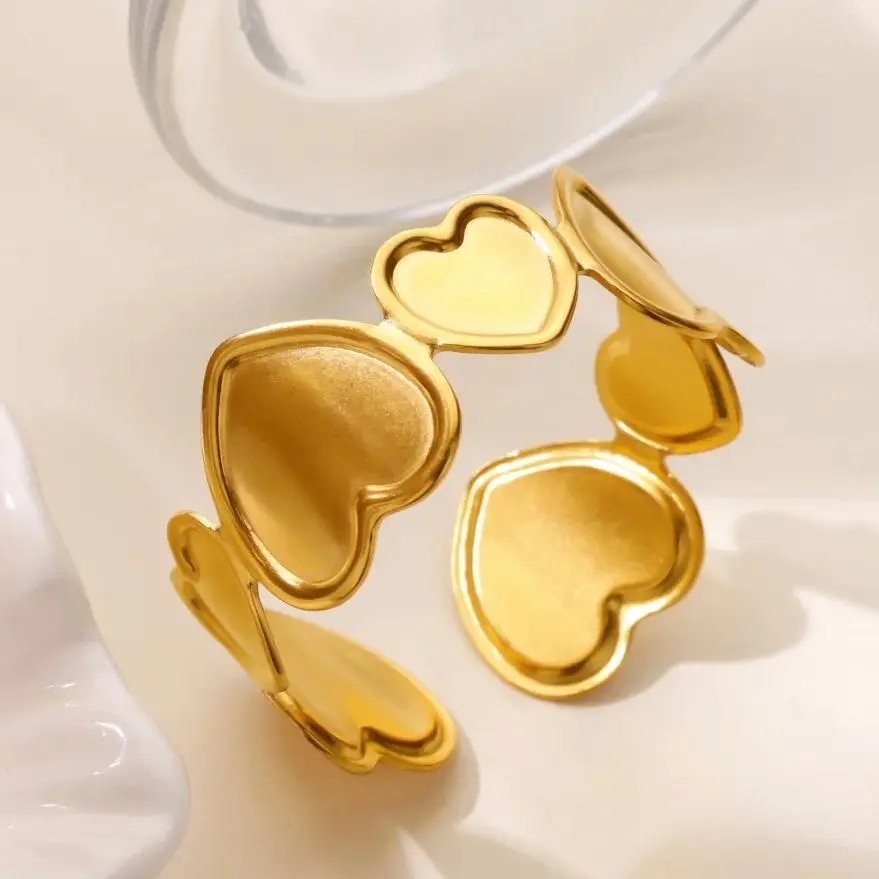 Stainless Steel Heart Bangle For Women