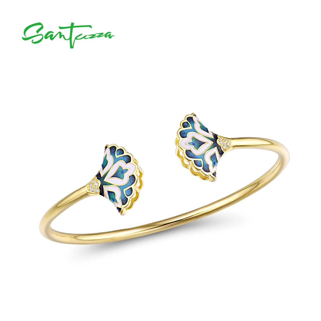 Santuzza Authentic 925 Sterling Silver Opened Bangle For Women Yellow