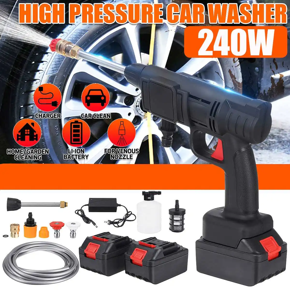 

45Bar 240W Cordless Car Washer High Pressure Cleaner Washing Machine Sprayer Gun Portable High Pressure Washers For Makit