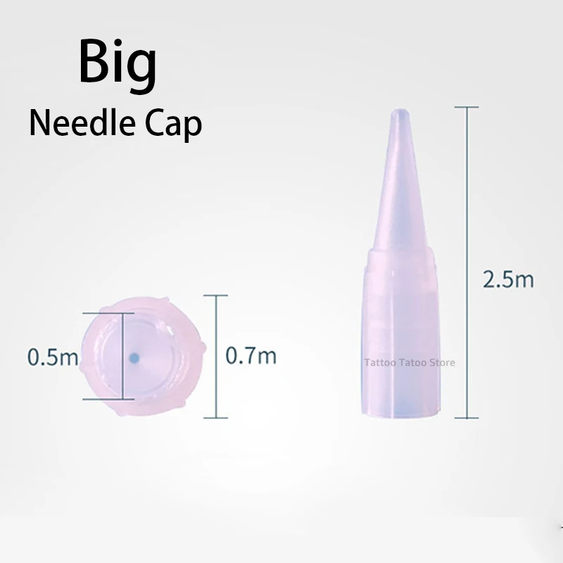 100pcs Tattoo Needle Caps for Permanent Makeup Eyebrow Lip Tattoo Needle Tips Plastic Caps for 1R/3R/5R/5F/7F Needles