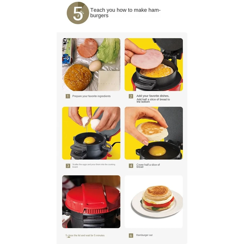 Burger Maker Hamburger Press Patty Maker Non-Stick Multifunction Beef Burgeromelette Steak Breakfast Machine US Plug