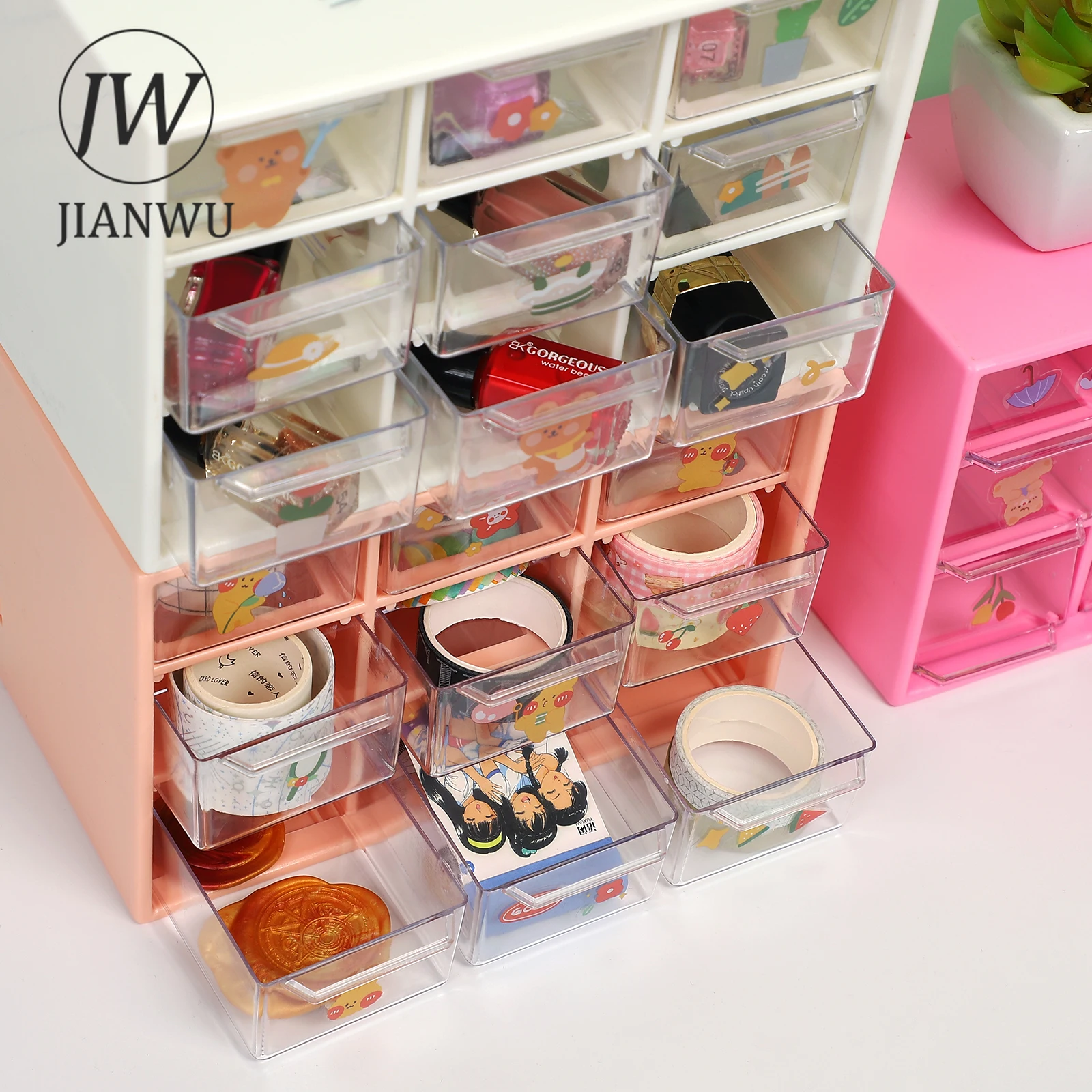 

JIANWU Jiugongge стол ящик для хранения милый мультфильм многофункциональный держатель для ручек высокой емкости канцелярский стол органайзер аксессуары