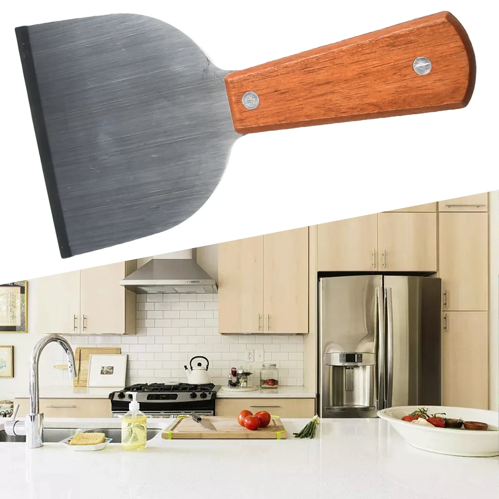 Description Picture 4 of item1pc Stainless Steel Steak Spatula Turner Flat Burger Pancake Pizza Grill Flipper Metal Steak Spatula Kitchen Barbecue Tools