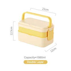 Portable Double Layer Magic Bento Box with Handle - Ideal for Meal Prep, Travel, and Outdoor Adventures (Yellow Double Layer)