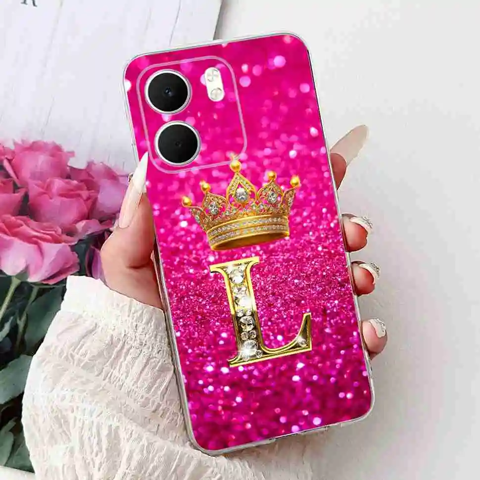 Fashion Flower Crown Soft Silicone TPU Phone Case Cover, A-Z Alphabet Design