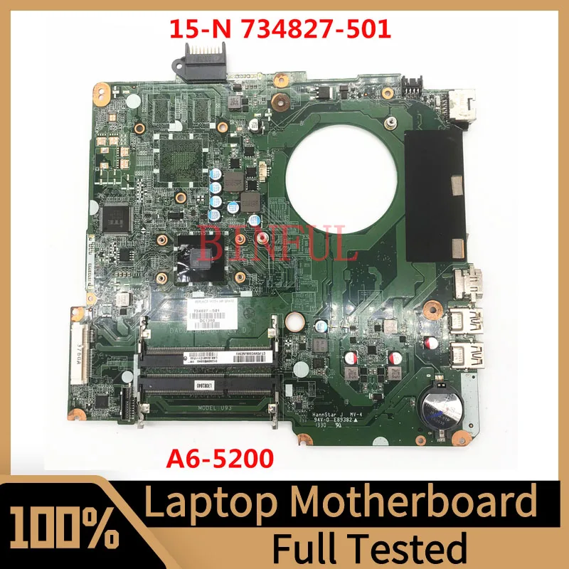 

734827-501 734827-001 734827-601 For HP Pavilion 15-N Laptop Motherboard DA0U93MB6D0 With A6-5200 CPU 100% Full Tested Good