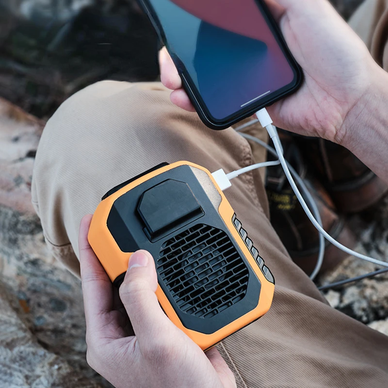 2022 New Hanging Waist Fan Usb Charging Outdoor Work Portable Portable Leafless Hanging Neck Small Fan