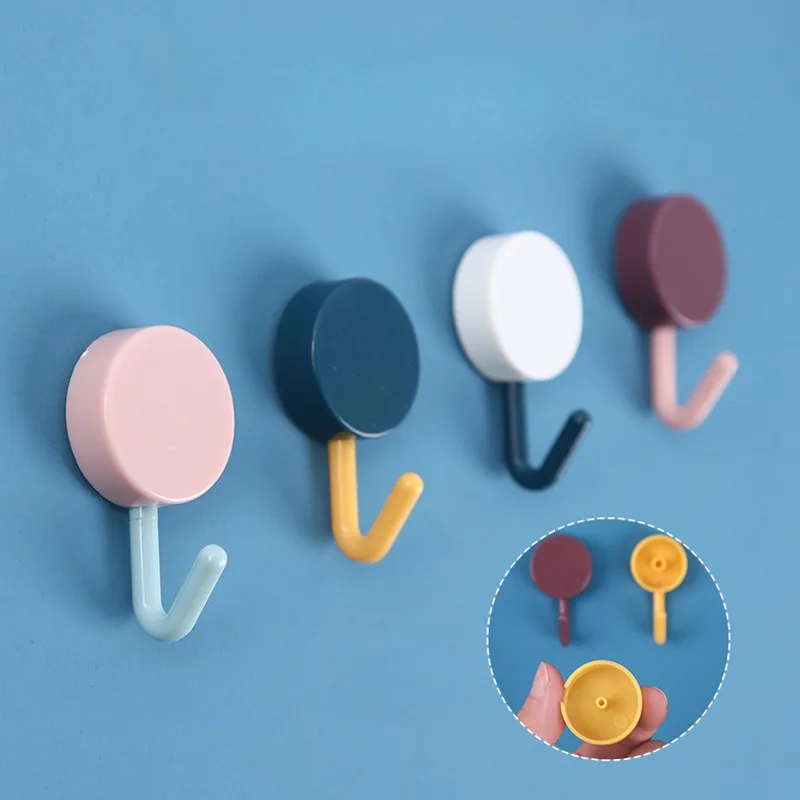 Self Adhesive Wall Hook Strong Without Drilling Coat Bag Bathroom Door Kitchen Towel Hanger Hooks Home Storage Accessories