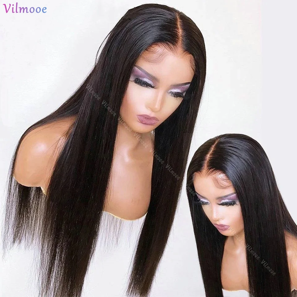 Silky Straight Silk Base 4x4 Silk Top Lace Front Wigs Human Hair Wigs Pre Plucked 180 Density Bone Straight 5x5 Lace Closure Wig