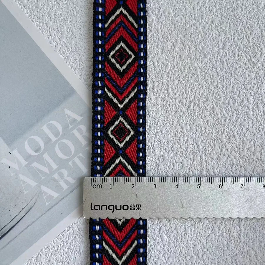 10 Yards/lot Ethnic Style Webbing Woven Jacquard Ribbon Geometric quadrilateral For Garment Accessories LS-2268 Width 2.5 CM