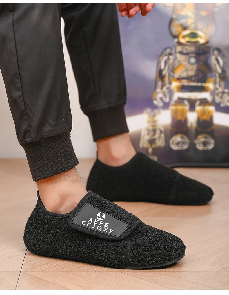 YRZL Winter Baumwolle Schuhe Männer Warm Slip auf Leichte Hausschuhe Männer Plüsch Schlafzimmer Hause Baumwolle Loafer Männer Winter Warme Schuhe – Detail 13