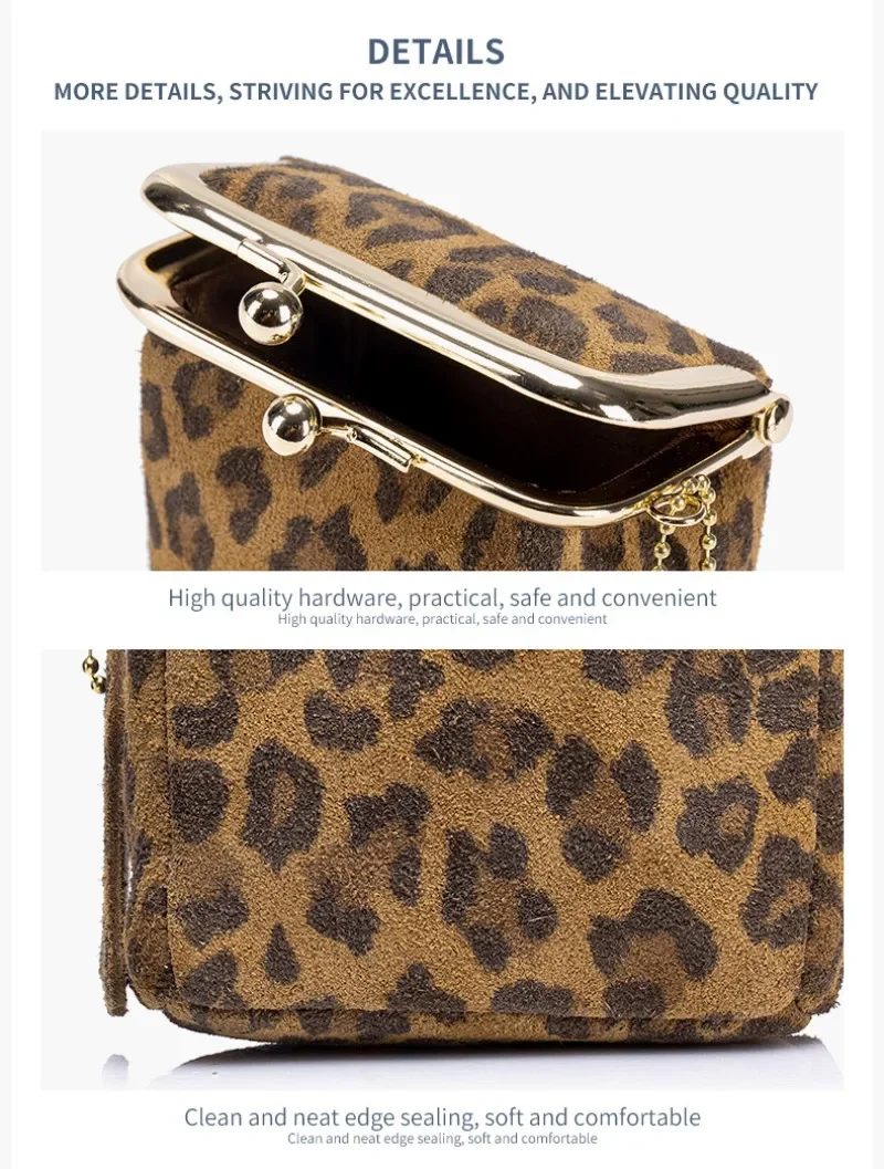 Leopard print leather coin purse lifestyle image
