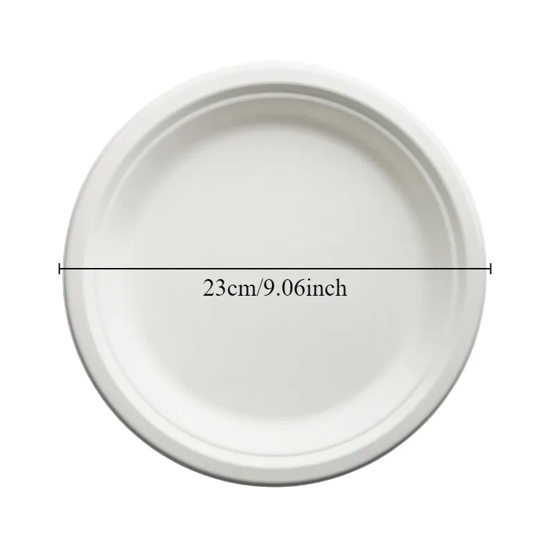 50PCS Disposable Round Plates Salad Barbecue Disposable Plates Restaurant Household Birthday Party Christmas Camping Picnics
