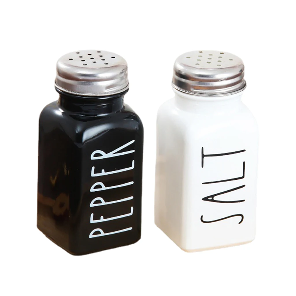 Salt and PepperSalt and Pepper Shaker Set Condiment Bottle Jars Pots Stainless Steel Lid Dispenser for Kitchen Cooking Tools