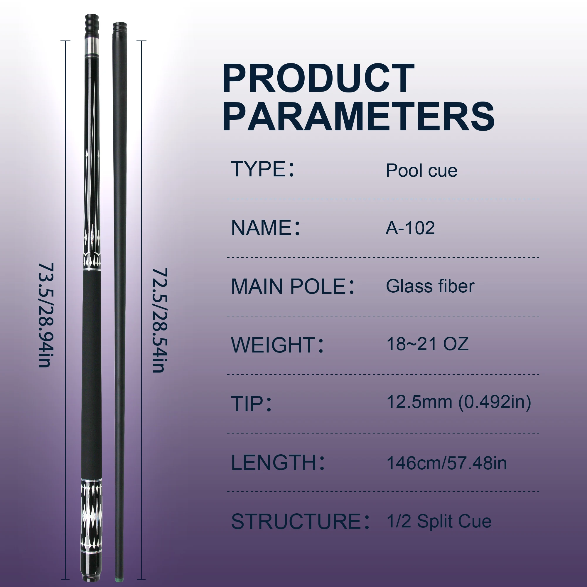 Professional Carbon Pool Cue Stick 1/2 Joint Portable Utility 13mm Tip &ndash; stability putter shaft for carom cues and 3-cushion billiard shaft