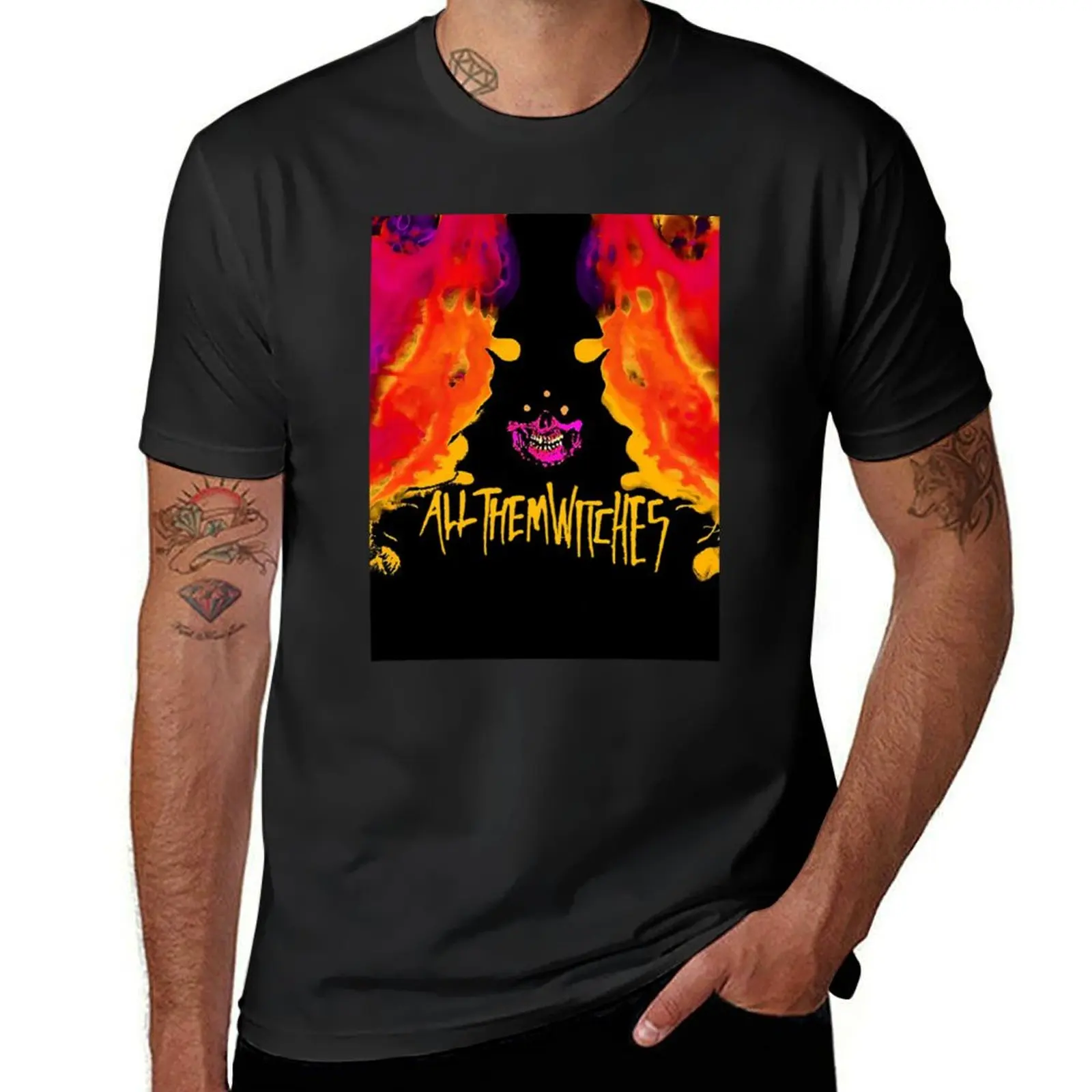 All them witches ATW colourful skull T-Shirt oversizeds heavyweights mens white t shirts