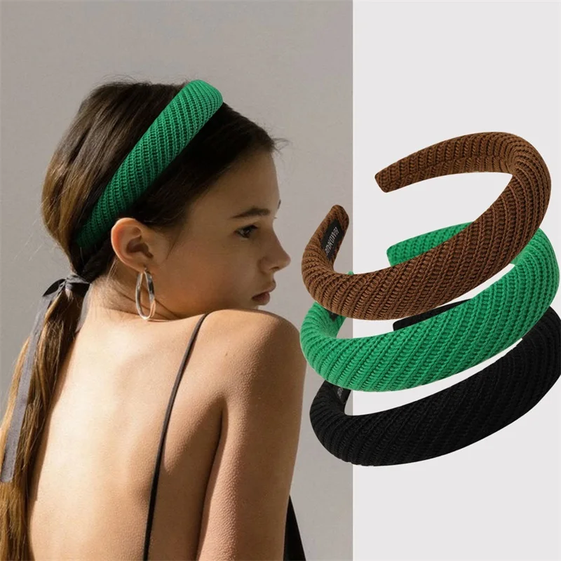 

Fashion Hair Bands for Women Elegant Colorful Solid Color Knitting Autumn Winter Headband Hair Hoop Girls Hair Accessories New