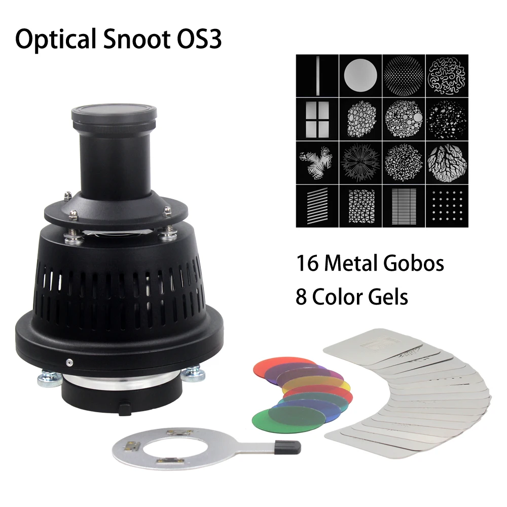 

Focalize Conical Snoot Optical Condenser Art Special Effects Shaped Beam Light Cylinder with Shape and Color Gel