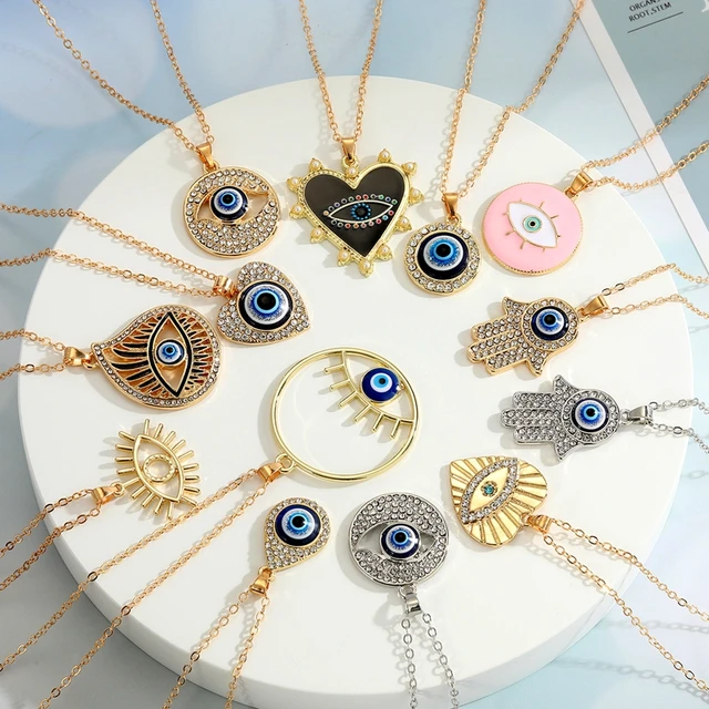 YIISIIY 12 Pcs Crystal Pendant Necklace Evil Eye India | Ubuy