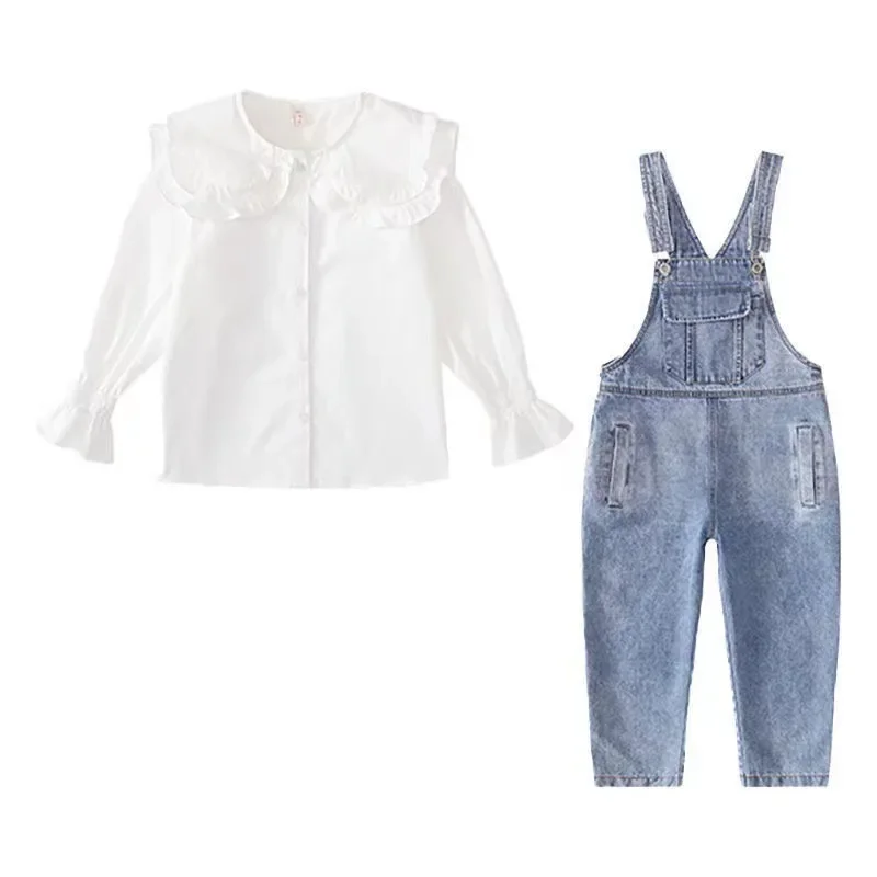 

New Spring Kids Girls Overalls Cotton Jumpsuit Pants for Children Fashion Solid Color Denim Rompers Toddler Overall 4 8 12 15Y