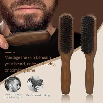 Manico in legno Setola di cinghiale Spazzola per barba Strumento per rasatura Spazzola per capelli Spazzola per barba da uomo in legno Stilista Spazzole per baffi