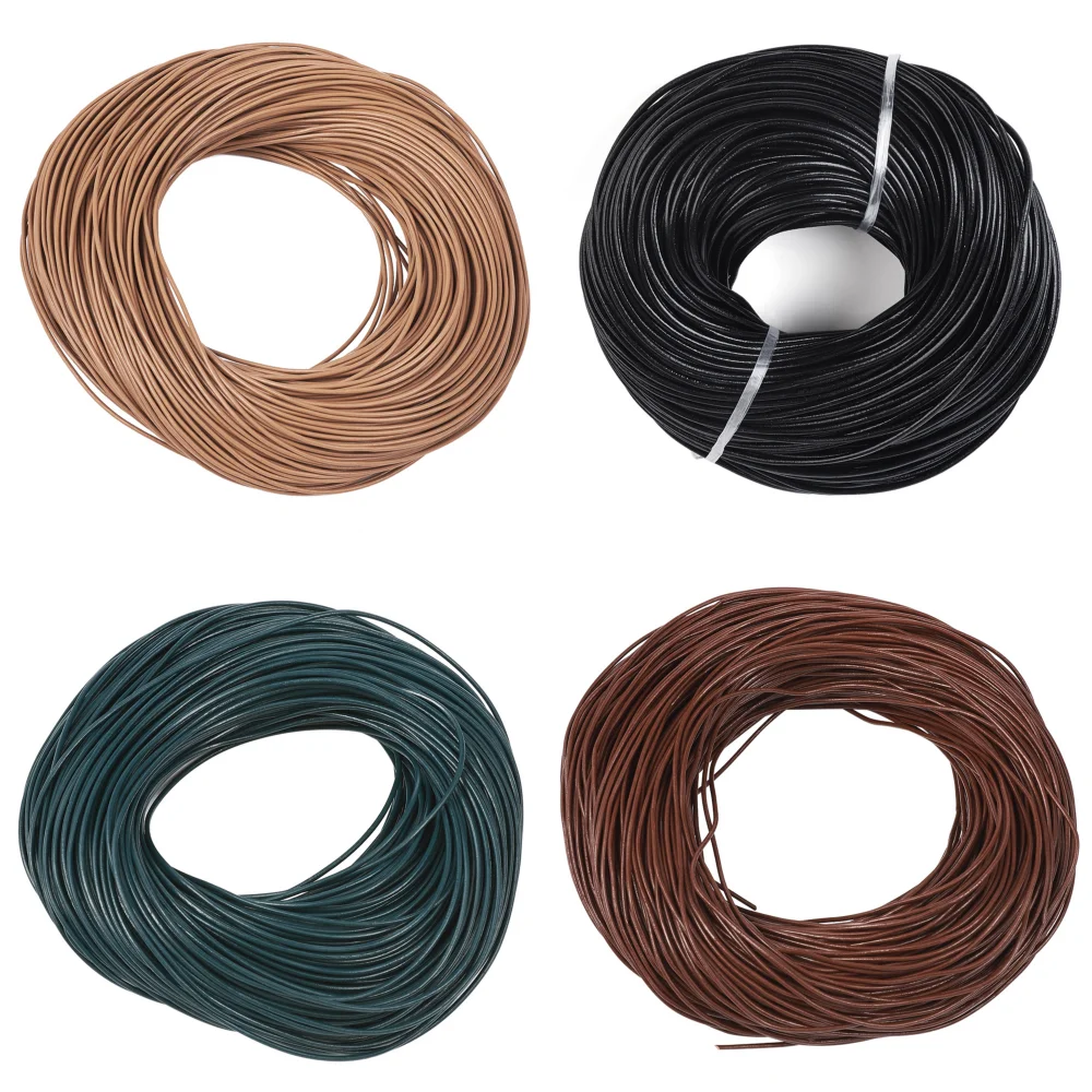 pandahall Cowhide Leather Cord 1mm 1.5mm 2mm 3mm Black Brown Peru Leather Jewelry Cord Material for Jewelry Making DIY 100m