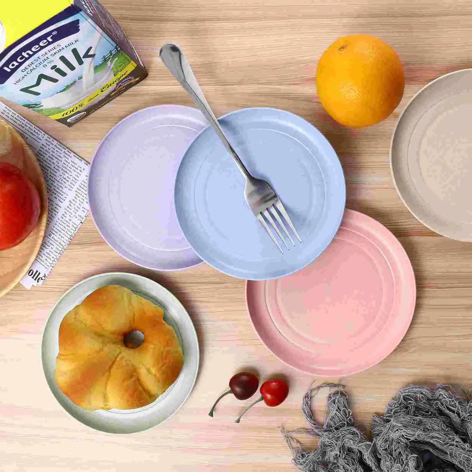 

Wheat Straw Plates Reusable Baby Feeding Dishes Salad Snack Fruit Plate Picnic Dishes Unbreakable Kitchen Dinnerware