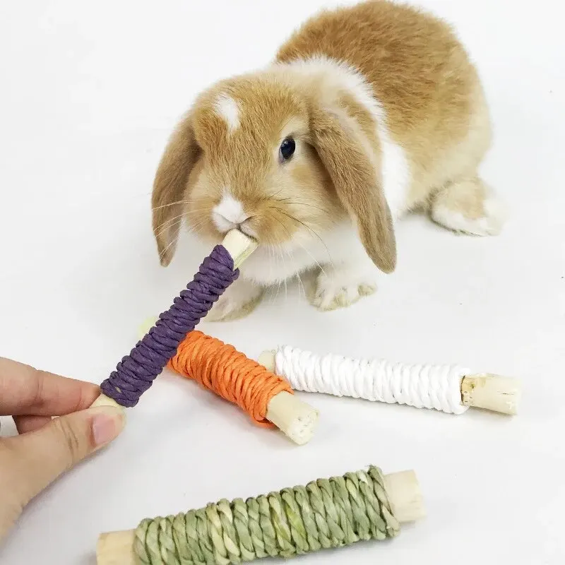 1PC Pet Straw Sweet Bamboo Roll Rabbit Totoro Cat Guinea Pig Guinea Pig Molar Food Snack Toy Perfect Gift pet tooth grinding snacks