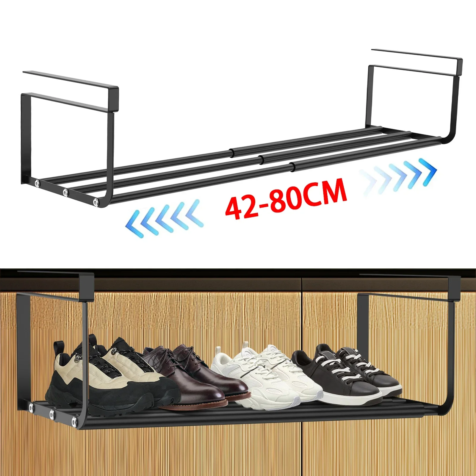 Adjustable Shoe Rack Hanging Under Cabinets Clothes Shoe Storage Shelf Expandable Household Retractable Organizer