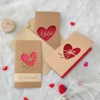 Vintage Kraft Paper Valentine's Day Greeting Card with Envelope Cutout Love Heart Rose Mother's Day Thank you Card Blessing Gift 2