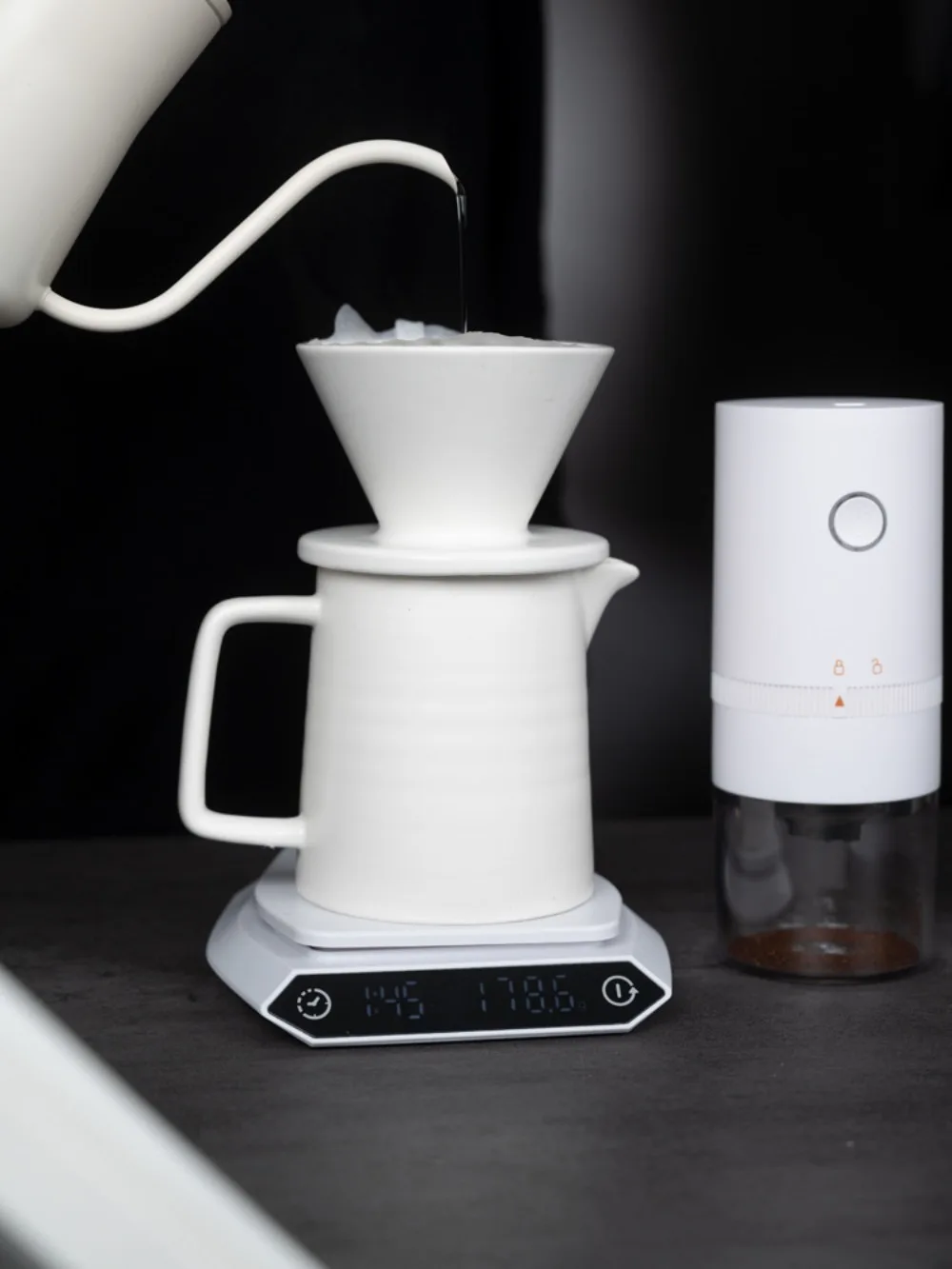 Description Picture 5 of item1-2 Cups Ceramic Coffee Dripper Pour Over Coffee Maker Set for V60 Coffee Filter Hand Brew Espresso Pot Coffeeware Teaware