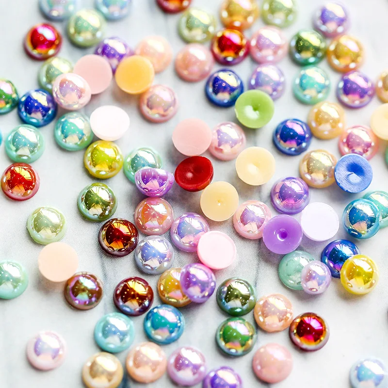 

5400PCS Mix Sizes 3-10mm Mix Colorful AB Flatback ABS Semi Pearl Tympania Nail Art Rhinestones Jewelry Manicure Daily Ornaments