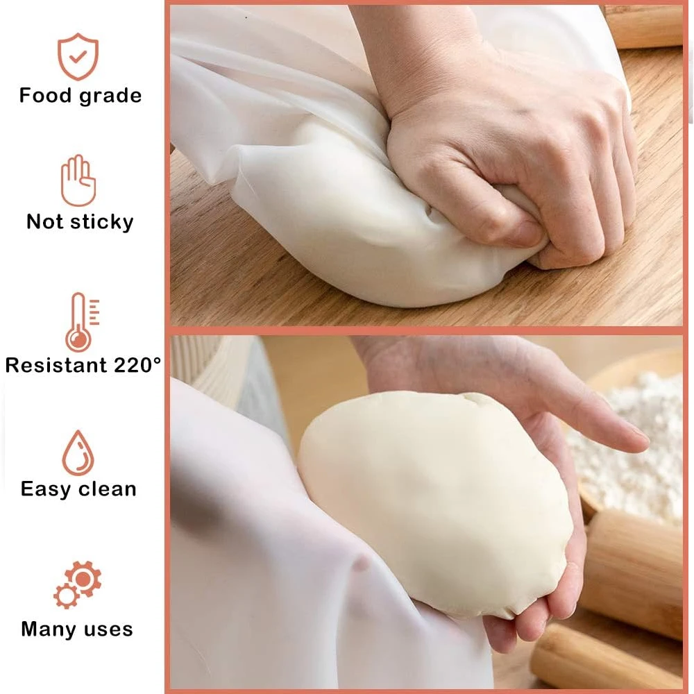 Silicone Kneading Dough Bag Kitchen Pastry Bag Food Grade Material Versatile Dough Mixer for Bread Pastry Pizza Tortilla Flour dough kneading bag