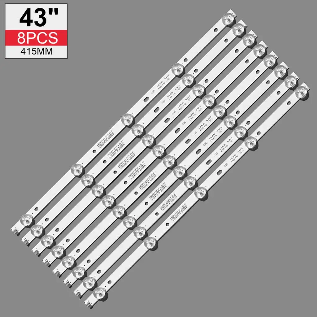 100% New 8pcs/Kit LED strips for PHI LIPS 43 TV 43PHT4001/60 43PFT4001/60 K430WD9 4708-K420WD-A3213K01 K420WD7 A3 2014-8-27
