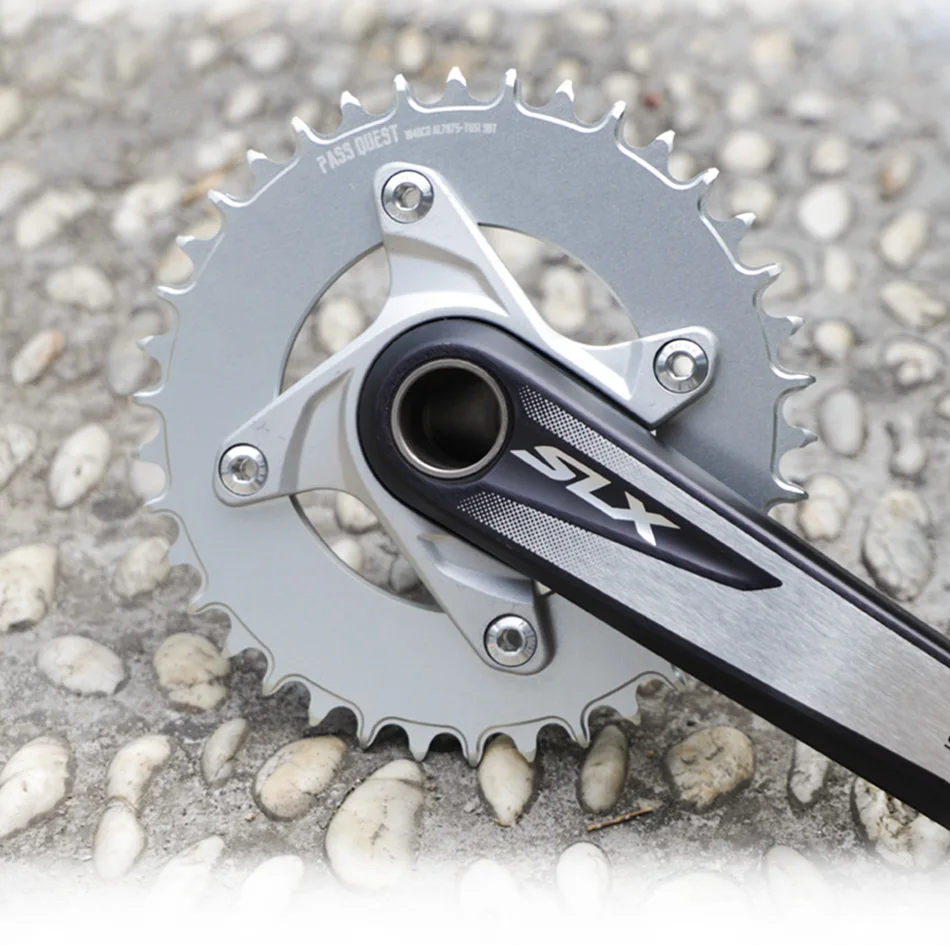 PASS QUEST-104BCD Rundes farbenfrohes Aero-Mountainbike, Rennrad, schmales breites Kettenblatt, 32-48T Kettenblatt, Silber und Schwarz – Detail 13
