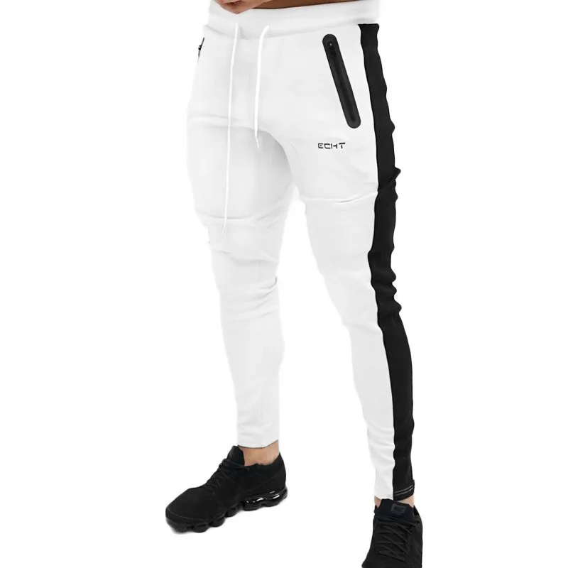 

Calça de corrida masculina casual, calça de ginástica para homens, calça skinny de moletom preta para academia e corrida