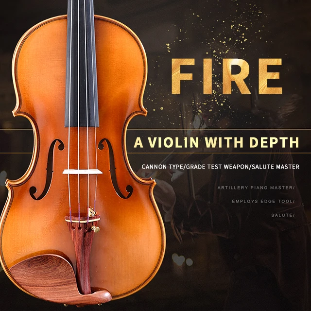LZS 4/4-1/4 Violin Handmade German Violin Oil Varnish Solid Wood With Bow